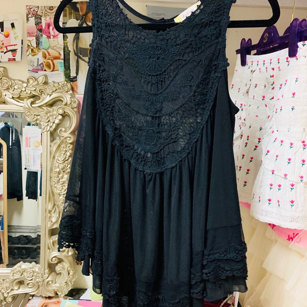 Crochet lace babydoll tank